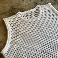 画像9: WHITE COLOR MESH KNIT VEST / Ladies L (9)