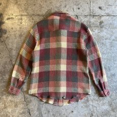 画像2: ALL OVER CHECK PATTERN WAFFLE DESIGN SHIRT / Ladies S(M) (2)