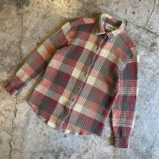 画像4: ALL OVER CHECK PATTERN WAFFLE DESIGN SHIRT / Ladies S(M) (4)