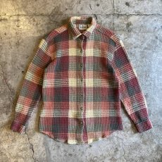 画像1: ALL OVER CHECK PATTERN WAFFLE DESIGN SHIRT / Ladies S(M) (1)