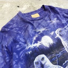 画像3: 90's OWL PRINTED TIE DYE PATTERN L/S TEE / Mens XXL (3)