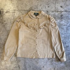 画像1: FRILL DESIGN CORDUROY L/S  BLOUSE / Ladies M (1)