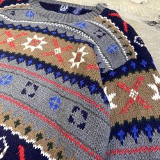 画像4: 90's【GAP】BORDER KNITTING PATTERN SWEATER / Mens L(XL) (4)