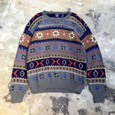 画像1: 90's【GAP】BORDER KNITTING PATTERN SWEATER / Mens L(XL) (1)