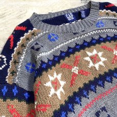 画像3: 90's【GAP】BORDER KNITTING PATTERN SWEATER / Mens L(XL) (3)