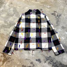 画像2: FRINGE DECORATIVE BLOCK CHECK PATTERN JACKET / Mens M (2)