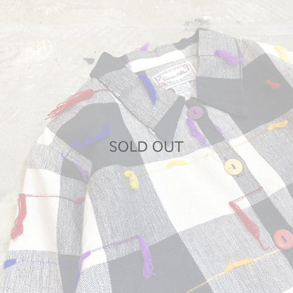 画像3: FRINGE DECORATIVE BLOCK CHECK PATTERN JACKET / Mens M (3)