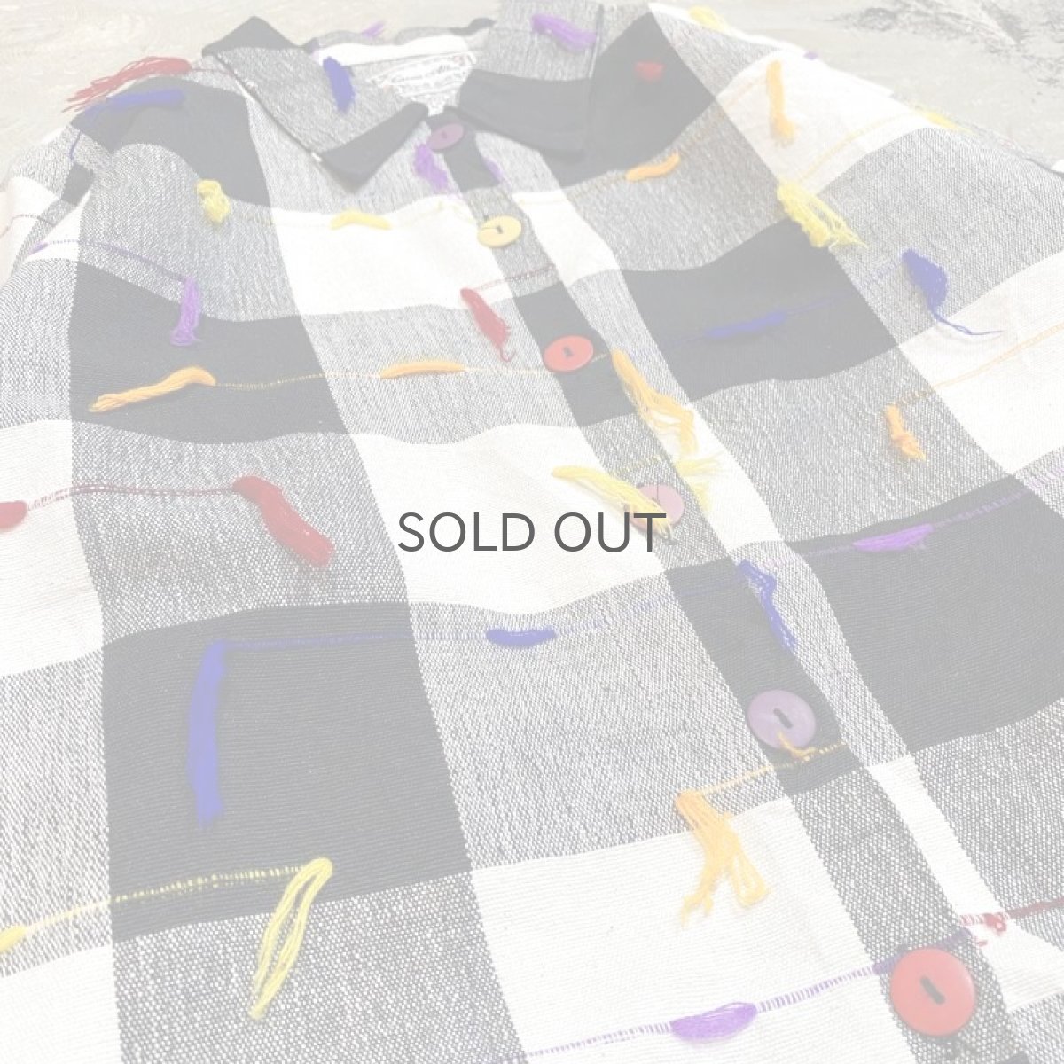 画像5: FRINGE DECORATIVE BLOCK CHECK PATTERN JACKET / Mens M (5)