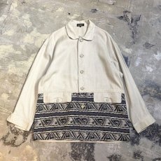 画像1: NATIVE EMBROIDERY DESIGN LINEN JACKET / Mens M (1)