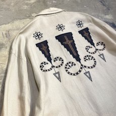 画像9: NATIVE EMBROIDERY DESIGN LINEN JACKET / Mens M (9)