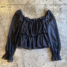 画像1: SHEER SLEEVE BLACK COLOR DESIGN L/S TOPS / Ladies M (1)