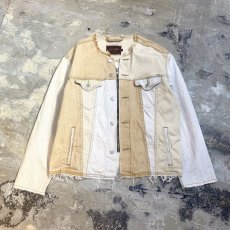 画像1: 【Wiz&Witch】"WANDERER" NO COLLAR ZIP UP DENIM JACKET / OS (1)