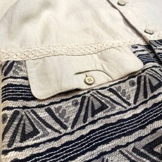 画像5: NATIVE EMBROIDERY DESIGN LINEN JACKET / Mens M (5)