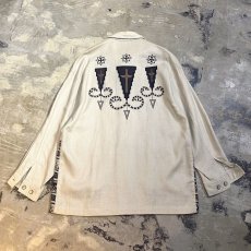 画像2: NATIVE EMBROIDERY DESIGN LINEN JACKET / Mens M (2)