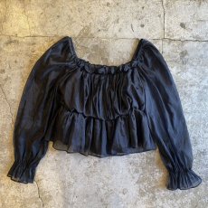 画像2: SHEER SLEEVE BLACK COLOR DESIGN L/S TOPS / Ladies M (2)