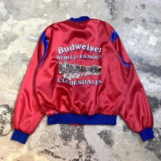 画像2: 80's "BUDWEISER" PRINTED SATIN VARSITY JACKET / Mens L / MADE IN USA (2)