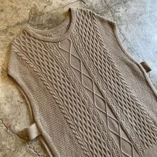 画像3: SIDE OPEN DESIGN CABLE KNIT VEST / Ladies L (3)