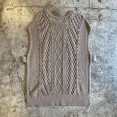 画像2: SIDE OPEN DESIGN CABLE KNIT VEST / Ladies L (2)