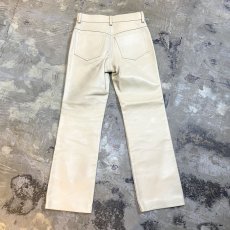 画像2: IVORY COLOR LEATHER STRAIGHT SILHOUETTE PANTS / W29 (2)