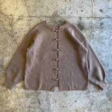 画像1: BROWN COLOR CHINA DESIGN KNIT CARDIGAN / Ladies L (1)