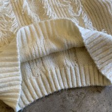 画像9: WHITE COLOR FRINGE DESIGN KNIT SWEATER / Ladies M / MADE IN USA (9)