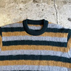 画像8: THREE COLOR BORDER PATTERN DESIGN KNIT SWEATER / Ladies M (8)