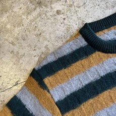 画像9: THREE COLOR BORDER PATTERN DESIGN KNIT SWEATER / Ladies M (9)