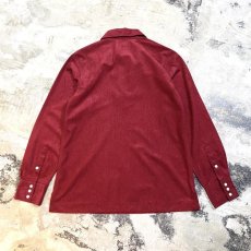 画像2: WINE RED COLOR LACE UP L/S SHIRT / Mens M (2)