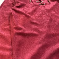 画像5: WINE RED COLOR LACE UP L/S SHIRT / Mens M (5)