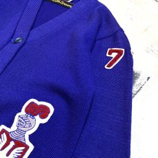 画像4: 50~60's PURPLE COLOR LETTERED KNIT CARDIGAN / Mens M (4)