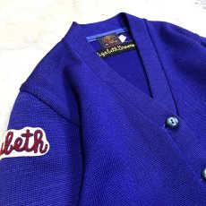 画像3: 50~60's PURPLE COLOR LETTERED KNIT CARDIGAN / Mens M (3)