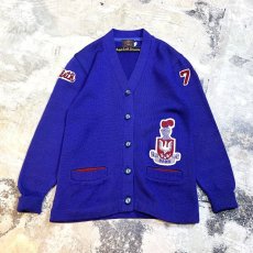 画像1: 50~60's PURPLE COLOR LETTERED KNIT CARDIGAN / Mens M (1)