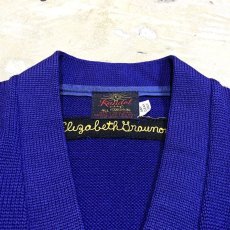 画像10: 50~60's PURPLE COLOR LETTERED KNIT CARDIGAN / Mens M (10)