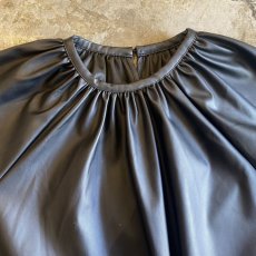 画像6: BLACK COLOR FAUX LEATHER DESIGN L/S TOPS / Ladies M (6)