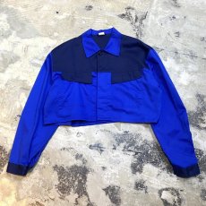 画像1: BLUE BICOLOR WORK SHORT SHIRT JACKET  / Mens L (1)