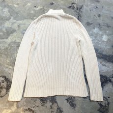 画像2: RIB KNITTING IVORY COLOR HALF ZIP SWEATER / Mens L (2)