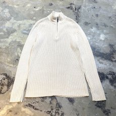 画像1: RIB KNITTING IVORY COLOR HALF ZIP SWEATER / Mens L (1)