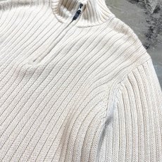 画像4: RIB KNITTING IVORY COLOR HALF ZIP SWEATER / Mens L (4)