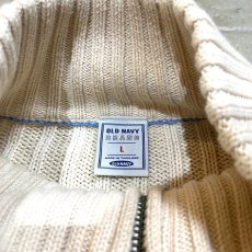 画像10: RIB KNITTING IVORY COLOR HALF ZIP SWEATER / Mens L (10)