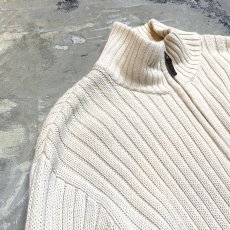 画像3: RIB KNITTING IVORY COLOR HALF ZIP SWEATER / Mens L (3)