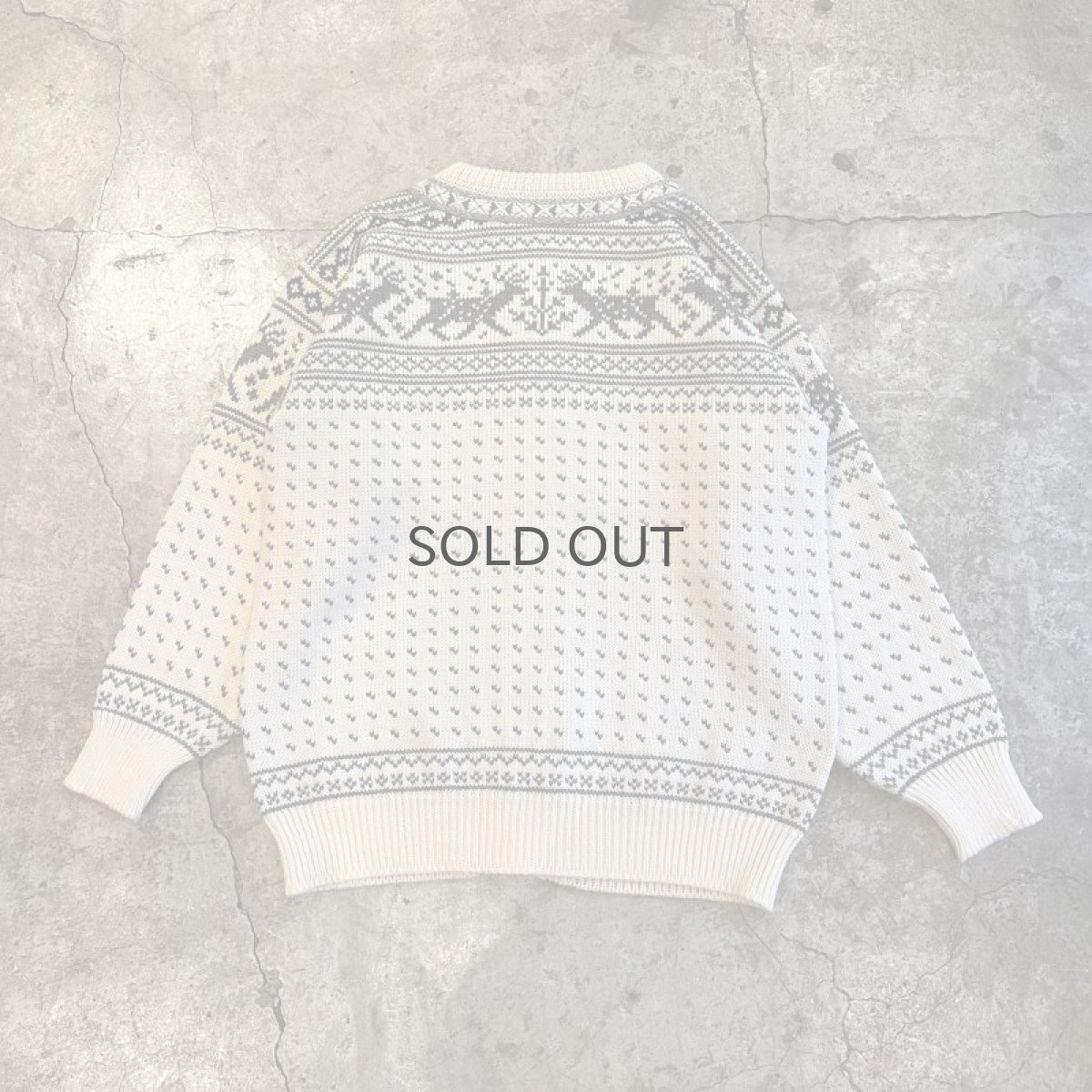 画像2: NORDIC PATTERN HOOK DESIGN KNIT CARDIGAN / Ladies L (2)