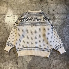 画像2: NORDIC PATTERN HOOK DESIGN KNIT CARDIGAN / Ladies L (2)