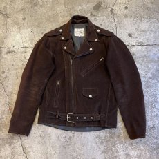 画像1: BROWN COLOR CORDUROY RIDERS DESIGN JACKET / Ladies M(36) (1)