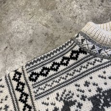 画像9: NORDIC PATTERN HOOK DESIGN KNIT CARDIGAN / Ladies L (9)