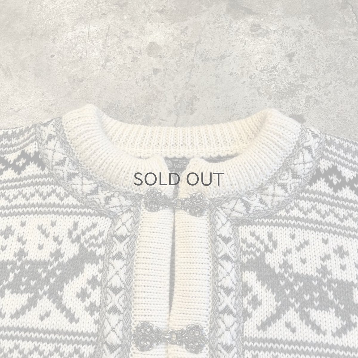 画像8: NORDIC PATTERN HOOK DESIGN KNIT CARDIGAN / Ladies L (8)