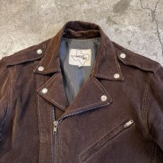 画像7: BROWN COLOR CORDUROY RIDERS DESIGN JACKET / Ladies M(36) (7)