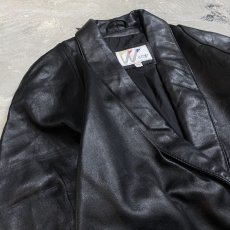 画像3: SHAWL COLLAR LEATHER MIDDLE COAT / Mens S(M) (3)