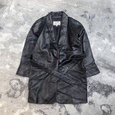 画像1: SHAWL COLLAR LEATHER MIDDLE COAT / Mens S(M) (1)