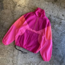 画像4: FLUORESCENT COLOR DESIGN NYLON HALF ZIP JACKET / Ladies L (4)