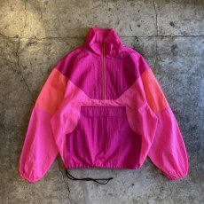 画像1: FLUORESCENT COLOR DESIGN NYLON HALF ZIP JACKET / Ladies L (1)